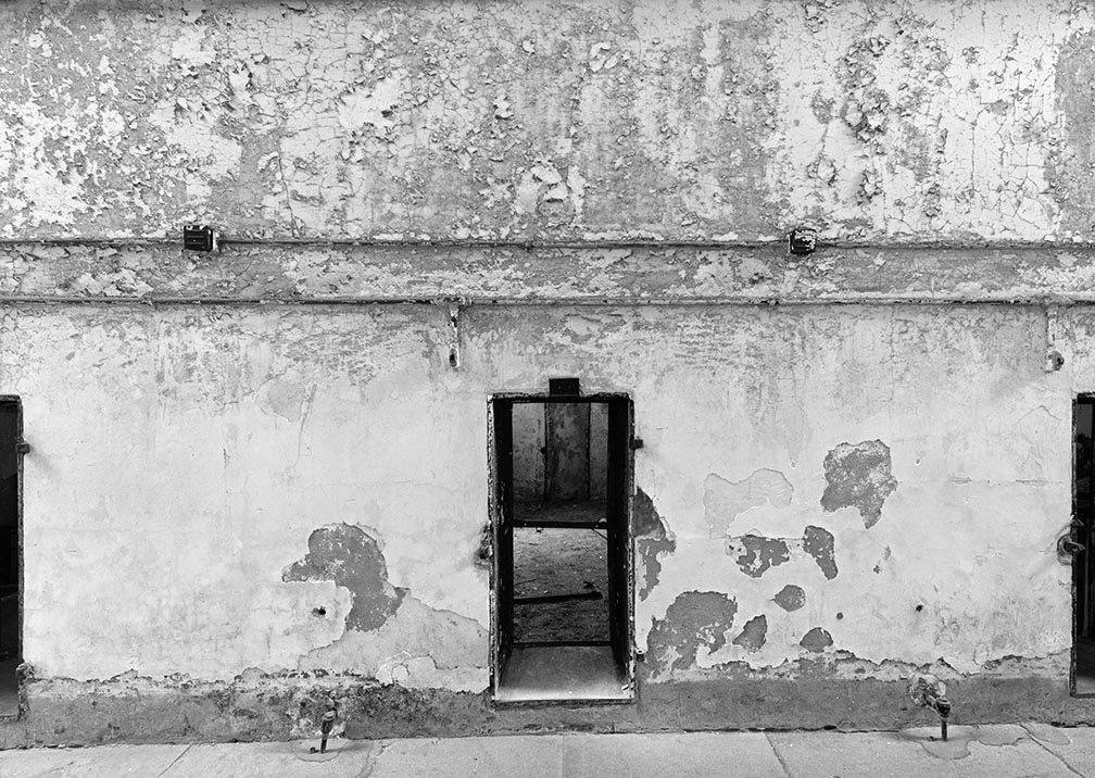 Black and white prison wall